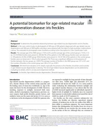 A potential biomarker for age-related macular
degeneration disease: iris freckles